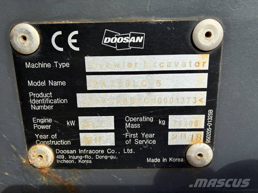 Doosan DX 255 LC-5 Gravemaskiner på larvebånd