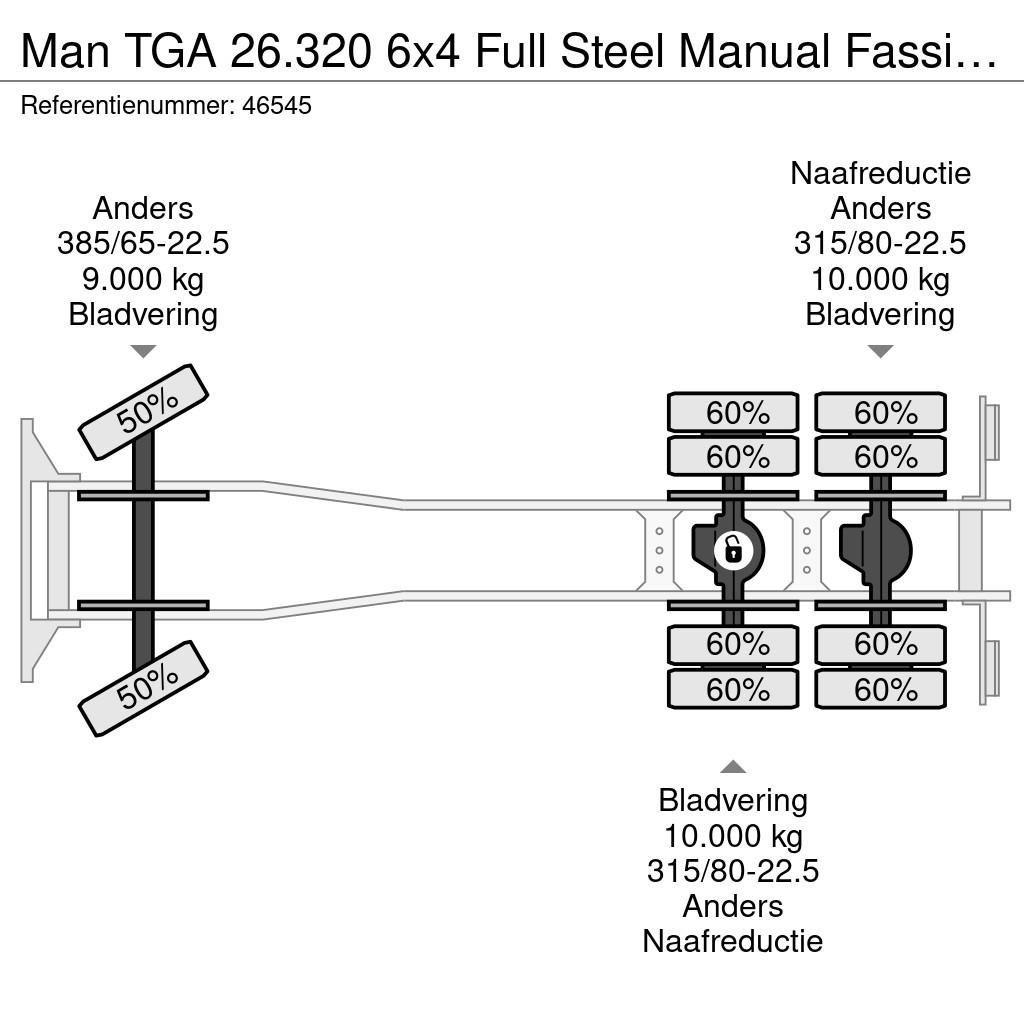MAN TGA 26.320 6x4 Full Steel Manual Fassi 45 Tonmeter Platte bakwagens