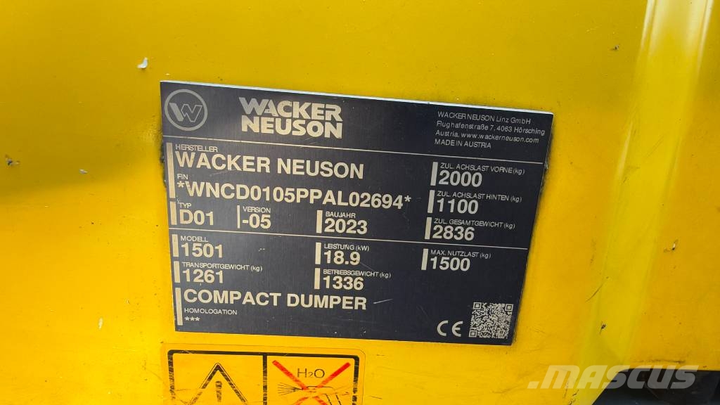 Wacker Neuson 1501 - 2023 YEAR - 310 HOURS Minidumprar