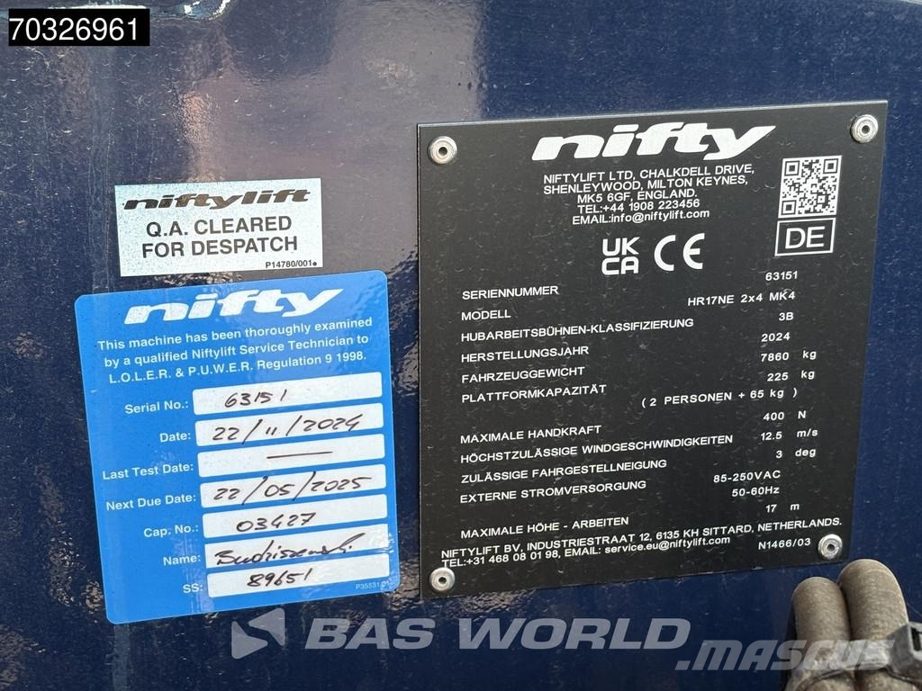 Niftylift HR17 NE 17m - Electric رافعات سلة مفصلية