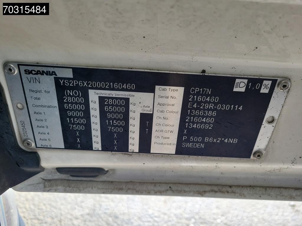 Scania P500 P 6X2 2500kg Ladebordwand Lift+steering axle ケーブルリフト着脱式トラック