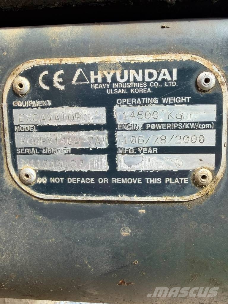Hyundai 140w-7 حفارات بعجل