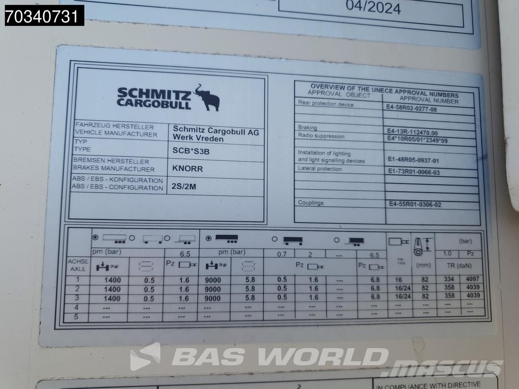 Schmitz Cargobull SCB*S3B 3 axles Bi-temp Doppelstock Lift Axle TUV نصف مقطورات بدرجة حرارة قابلة للضبط