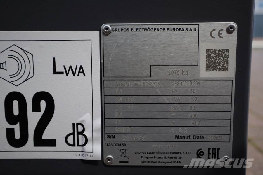 Atlas Copco QES 105 JD S3A ESF Valid inspection, *Guarantee! D Diesel Generators