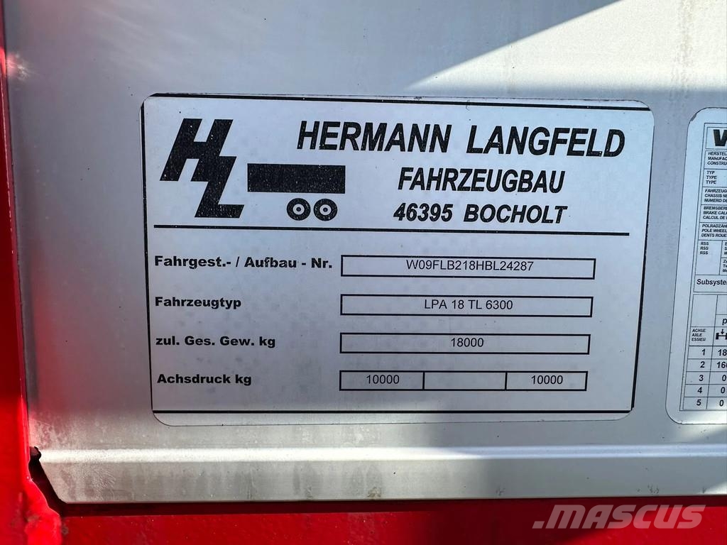Langfeld LPA 18 TL 6300 2 ASSER UITSCHUIFBAAR ACHTERZIJDE Επίπεδες/πλευρικώς ανοιγόμενες ρυμούλκες