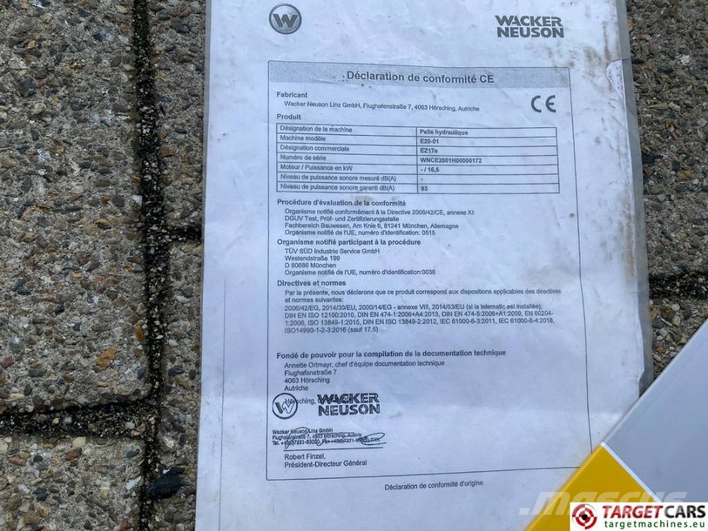 Wacker Neuson EZ17e Electric Lithium-Ion Tracked Excavator حفارات صغيرة أقل من 7 طن (حفارات صغيرة)