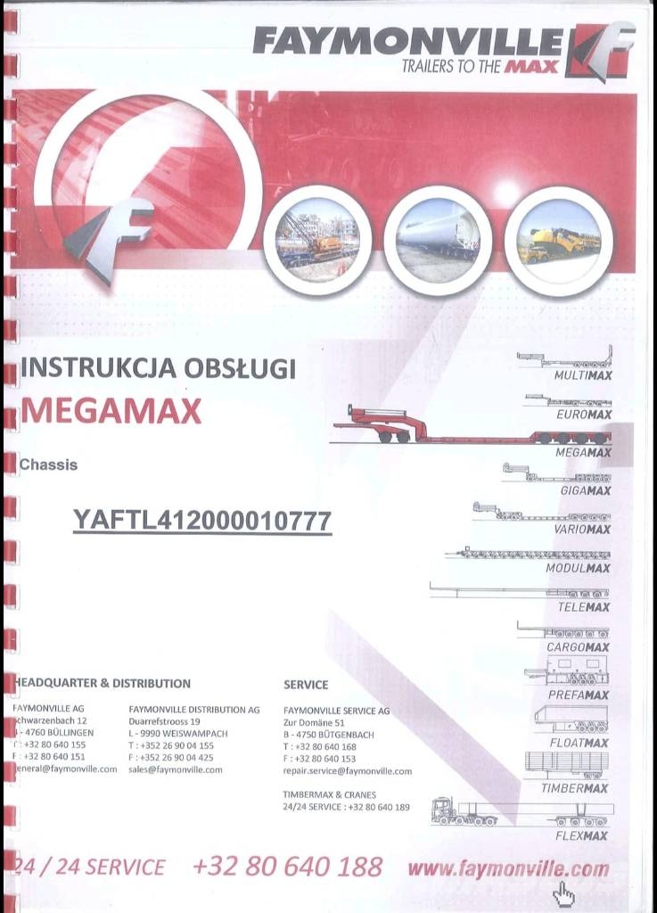 Faymonville TL Variante STBZ-4VA نصف مقطورة مسطحة منخفضة