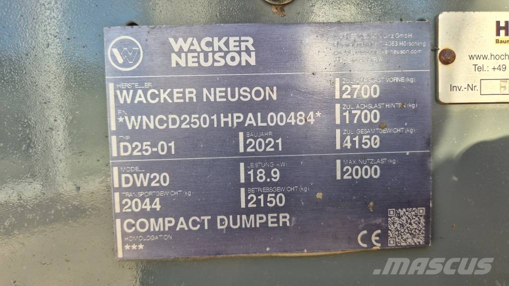 Wacker Neuson DW20 - 2021 YEAR - 680 HOURS - TOP Minidumpperit