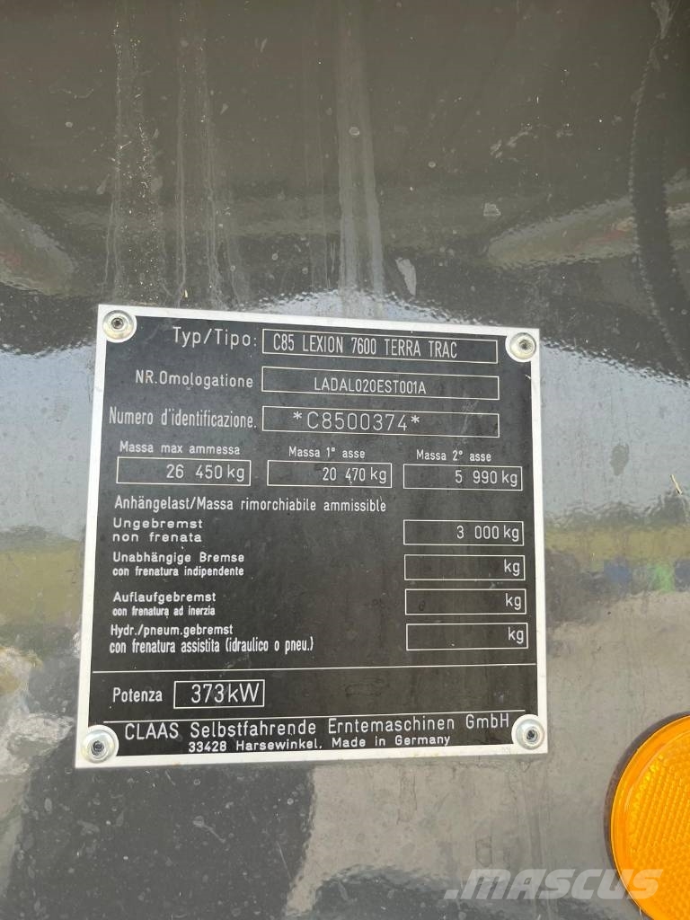 CLAAS LEXION 7600 TT Θεριζοαλωνιστικές μηχανές
