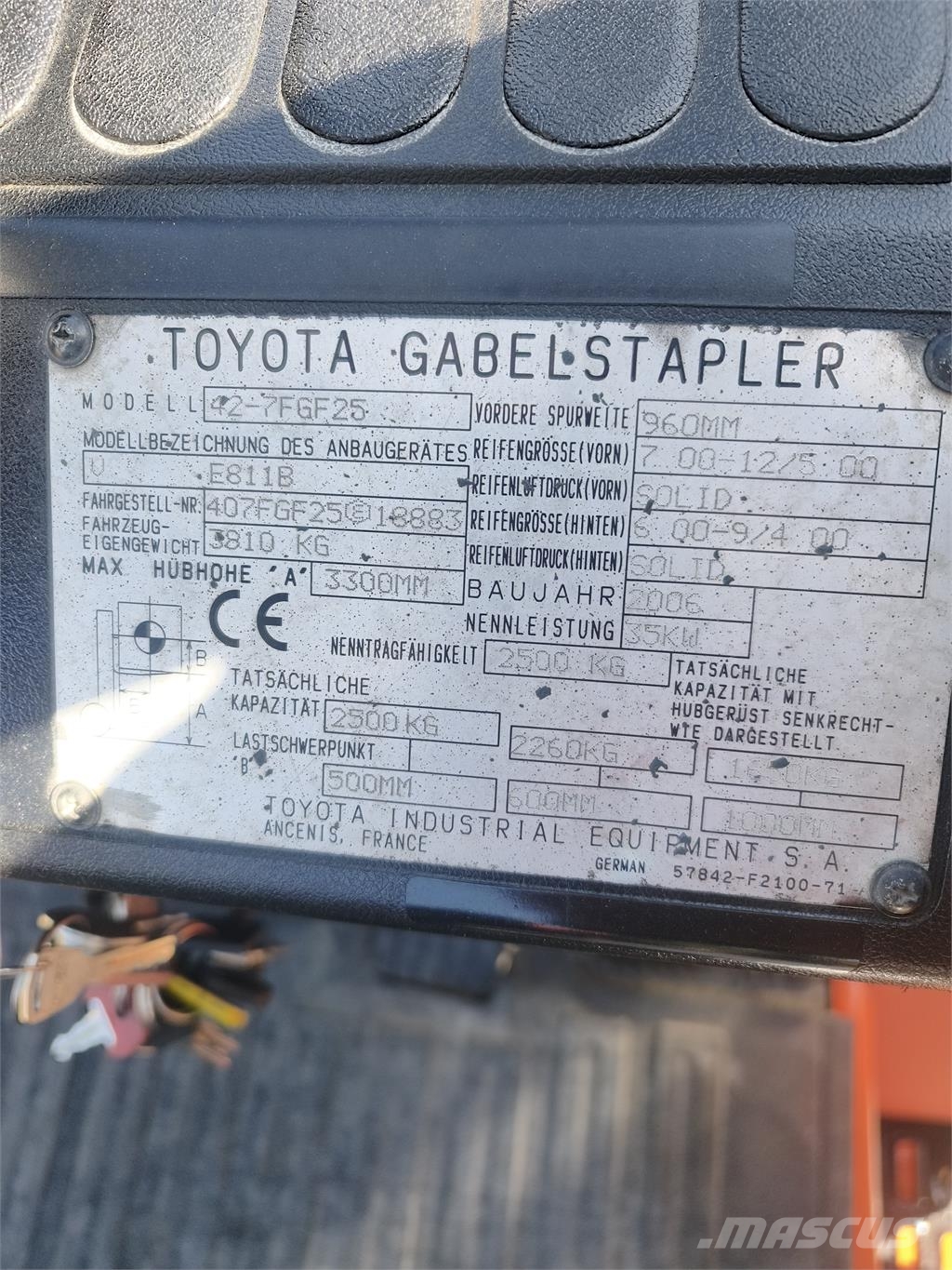 Toyota 42-7 FGF25 شاحنات LPG