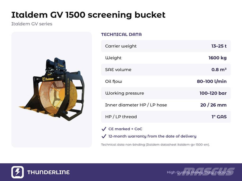 Italdem GV 1500 – Reduced Price Until 15.11 | Quote in 2 h Sõelumiskopad