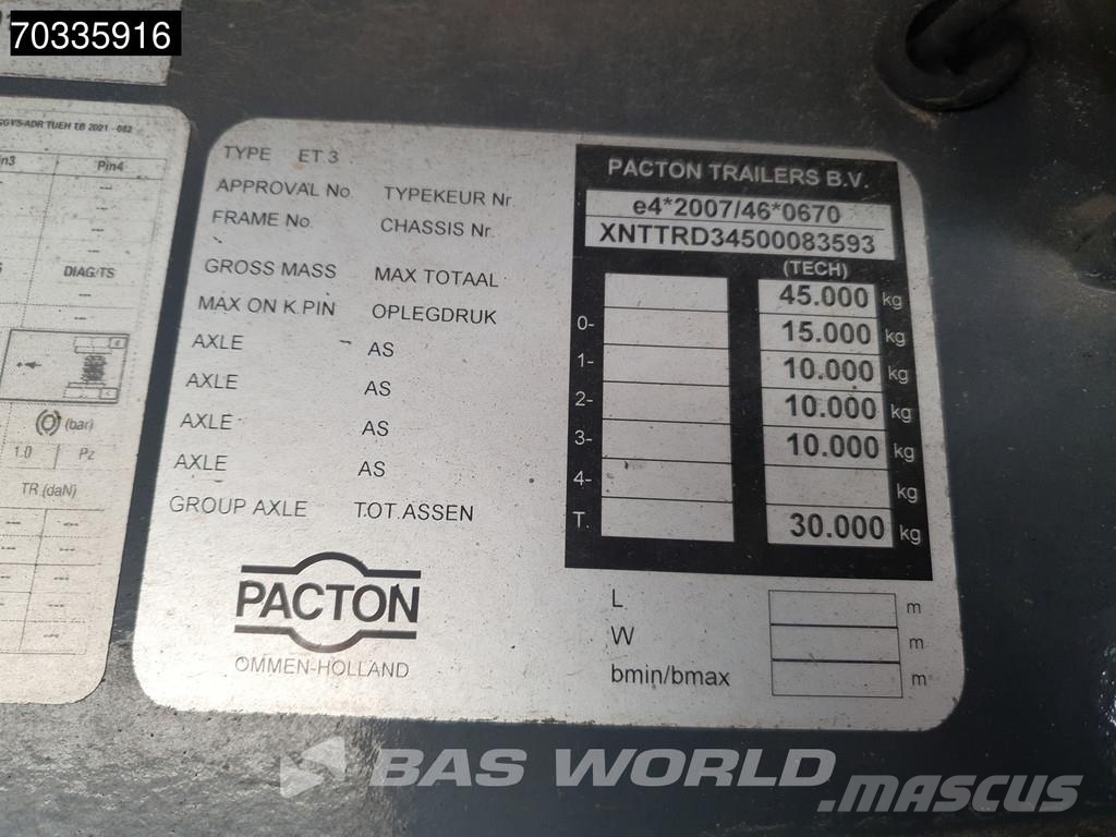 Pacton TRD345 ET3 3 axles 2xLift + 2xSteering Axle Hardwo Plachtové návesy