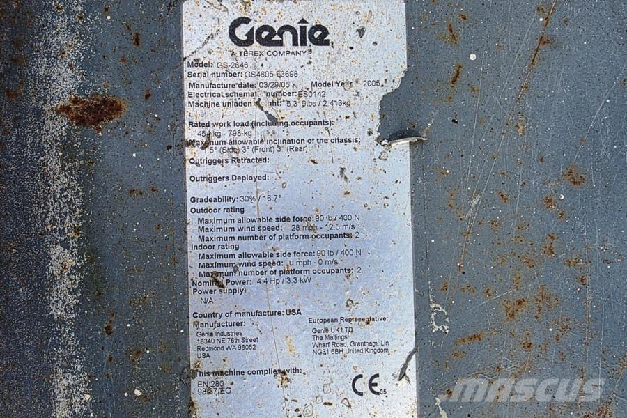 Genie GS2646 Electric, Working Height 9.80m, Capacity 45 Mini incarcator