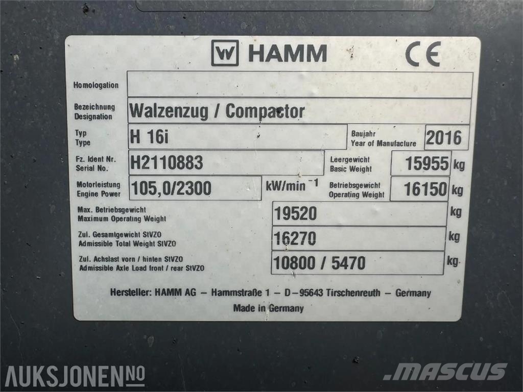 Hamm H16i Minigrävare < 7t