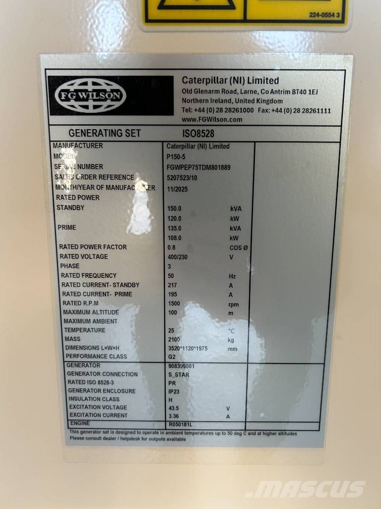 FG Wilson P150-5 - 150 kVA Genset - DPX-16009 Дизелови генератори