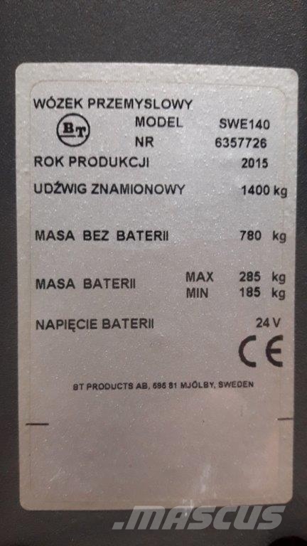 BT SWE 140 (battery 2023) Ajettavat pinoamisvaunut
