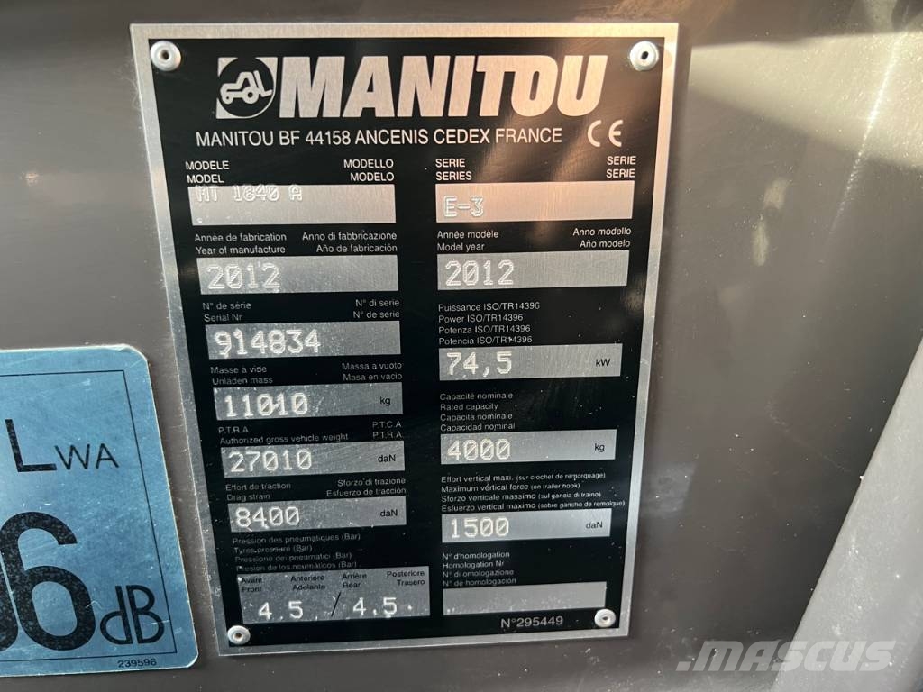 Manitou MT 1840 A ORH E-3 Télécommande Teleskoplader