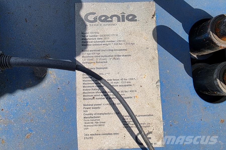 Genie GS1932 Electric, Working Height 7.8 m, 227kg Capac 가위형 리프트