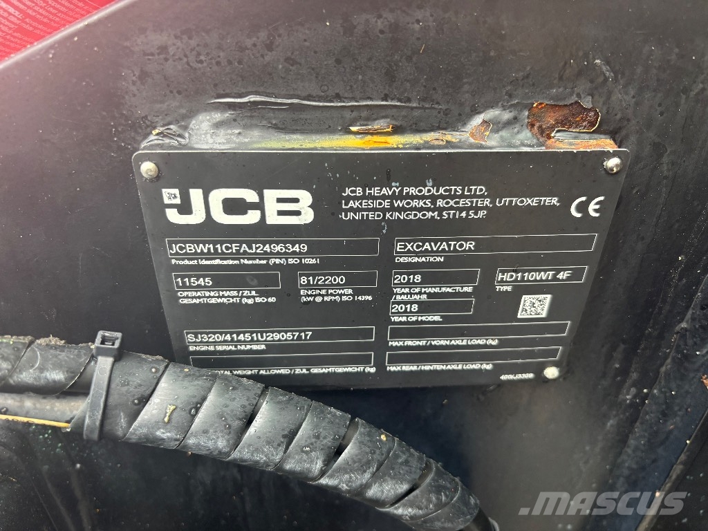JCB 110 W / Engcon, 2 kauhaa, Rasvari, Hyvät renkaat Pyöräkaivukoneet