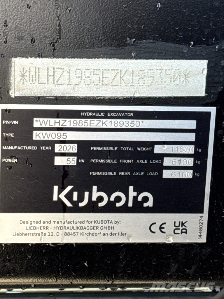 Kubota KW 095 Pyöräkaivukoneet