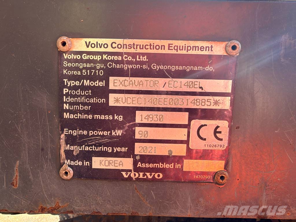 Volvo EC 140 EL 14 Ton Excavator Kāpurķēžu ekskavatori