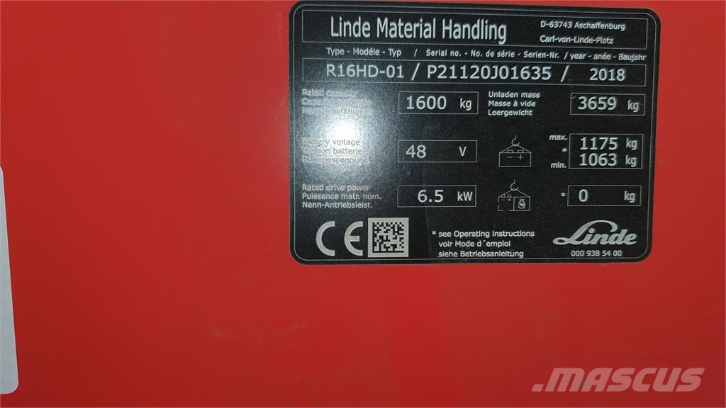 Linde R16HD リーチフォークリフト