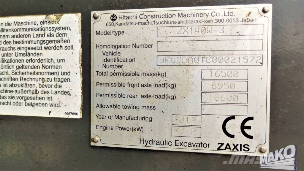 Hitachi ZX 140 W-3 Wielgraafmachines