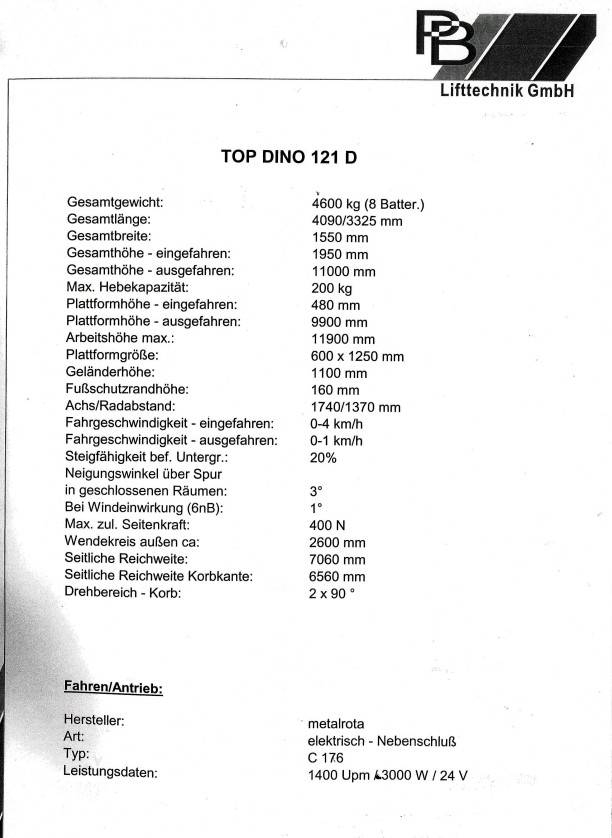 PB TOPDINO 121 Knikarmhoogwerkers