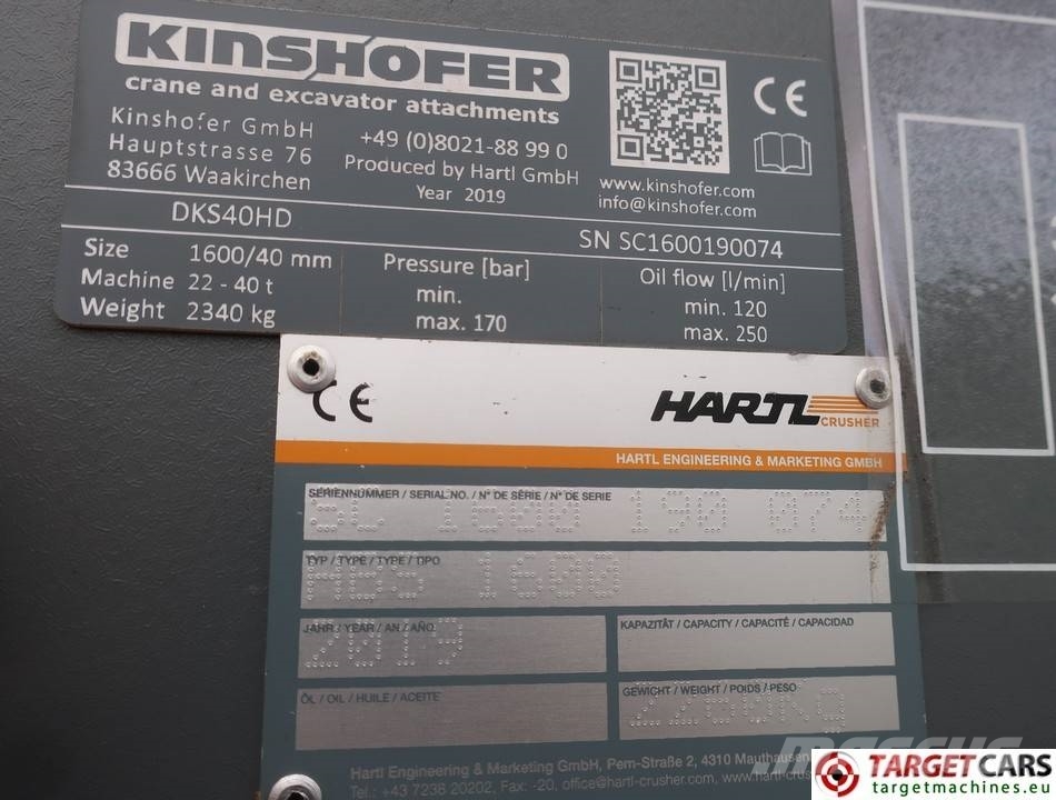 Hartl HBS 1600 Screening DKS40HD Bucket 160cm 22~40T NEW Cucharas separadoras