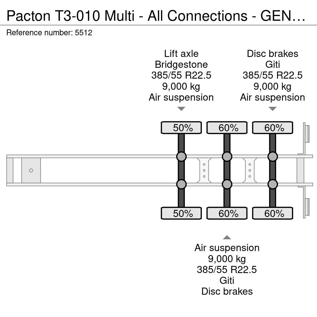 Pacton T3-010 Multi - All Connections - GENSET - Lift Axl Kontejnerske polprikolice