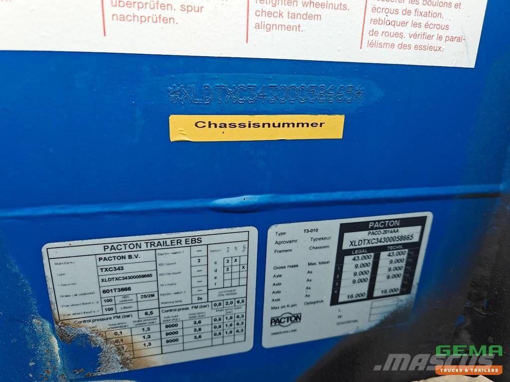 Pacton T3-010 Multi - All Connections - GENSET - Lift Axl Kontejnerske polprikolice