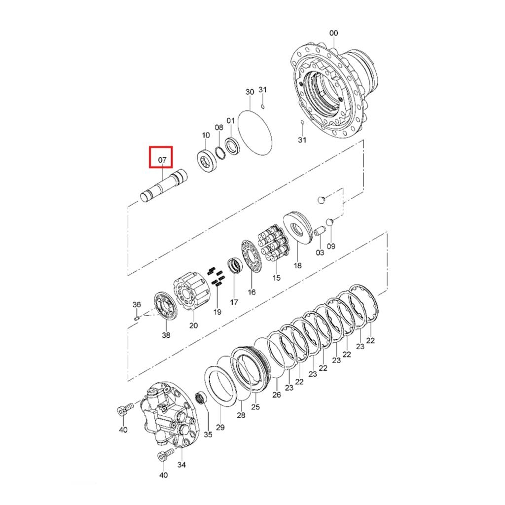 Hitachi Swing Motor Shaft 20IS/26ES/225L 2049166 Transmissão