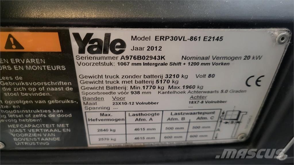 Yale ERP30VL E2145 2012 Elektrische heftrucks