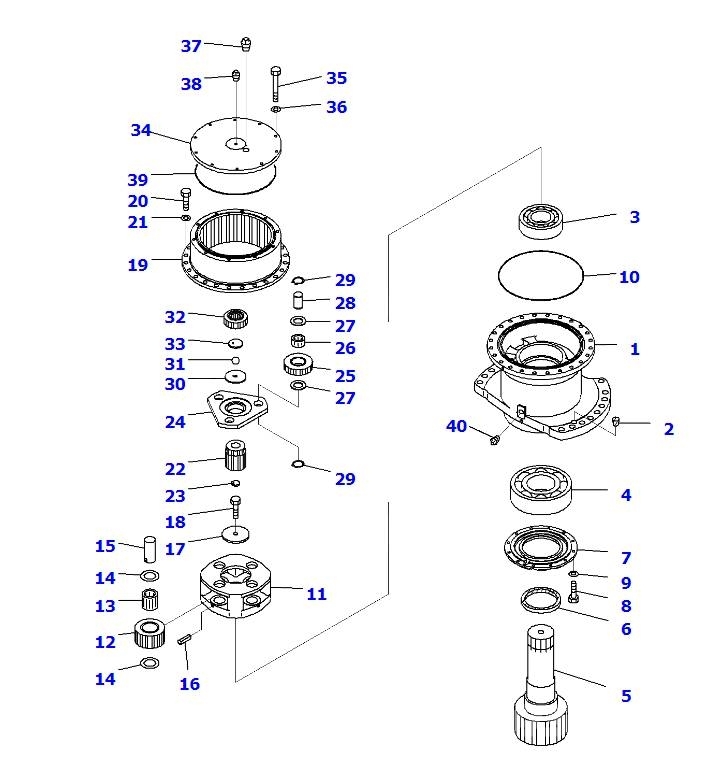 Komatsu Swing Device PC1250 PC1250-8 Swing Gearbox with Mo Μετάδοση κίνησης