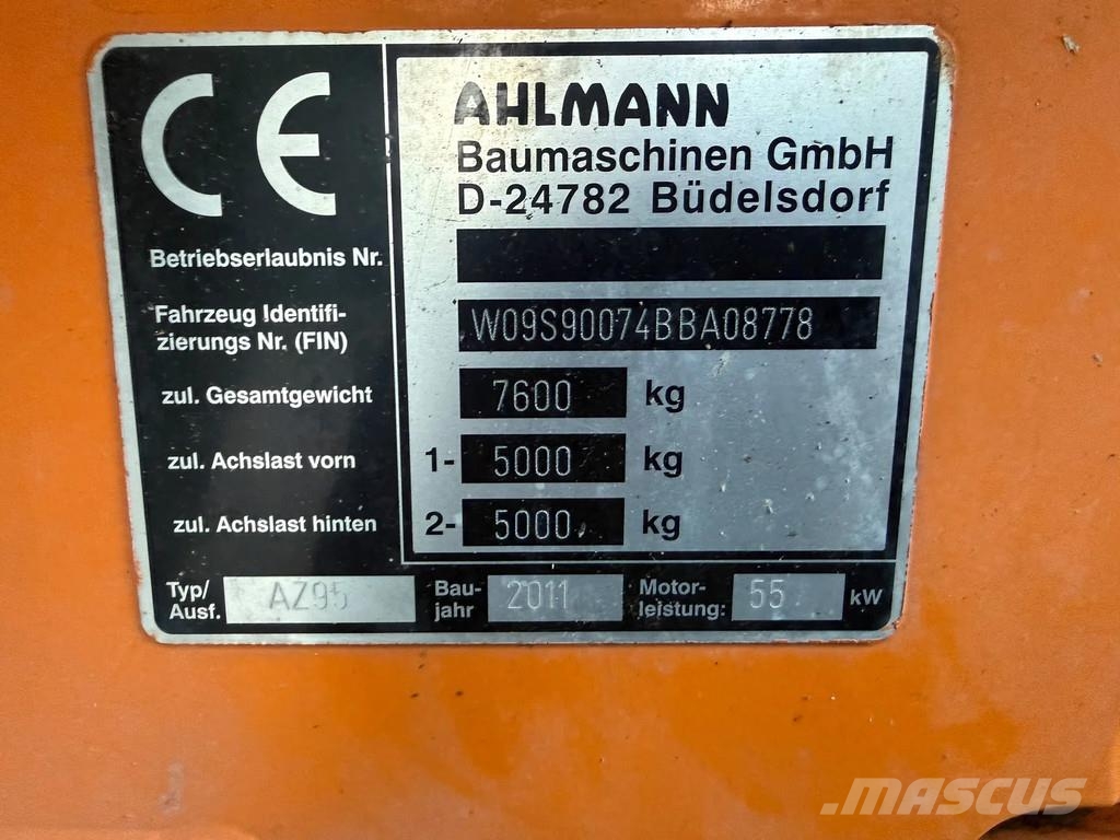 Ahlmann AZ 95 Shovel AZ 95 ahlmann Loader Volvo Komatsu Zw Kolesni nakladalci