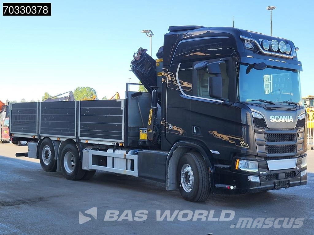 Scania R580 6X2 Palfinger PK23002 SH-E Kran Crane Remote Platós / Ponyvás teherautók