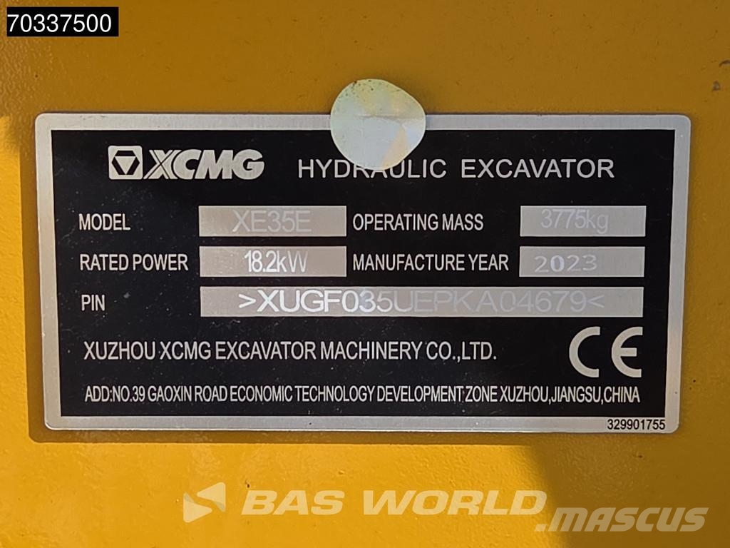 XCMG XE35 E Garantía de fábrica - 3 Cucharas - Certific Mini bageri <7t