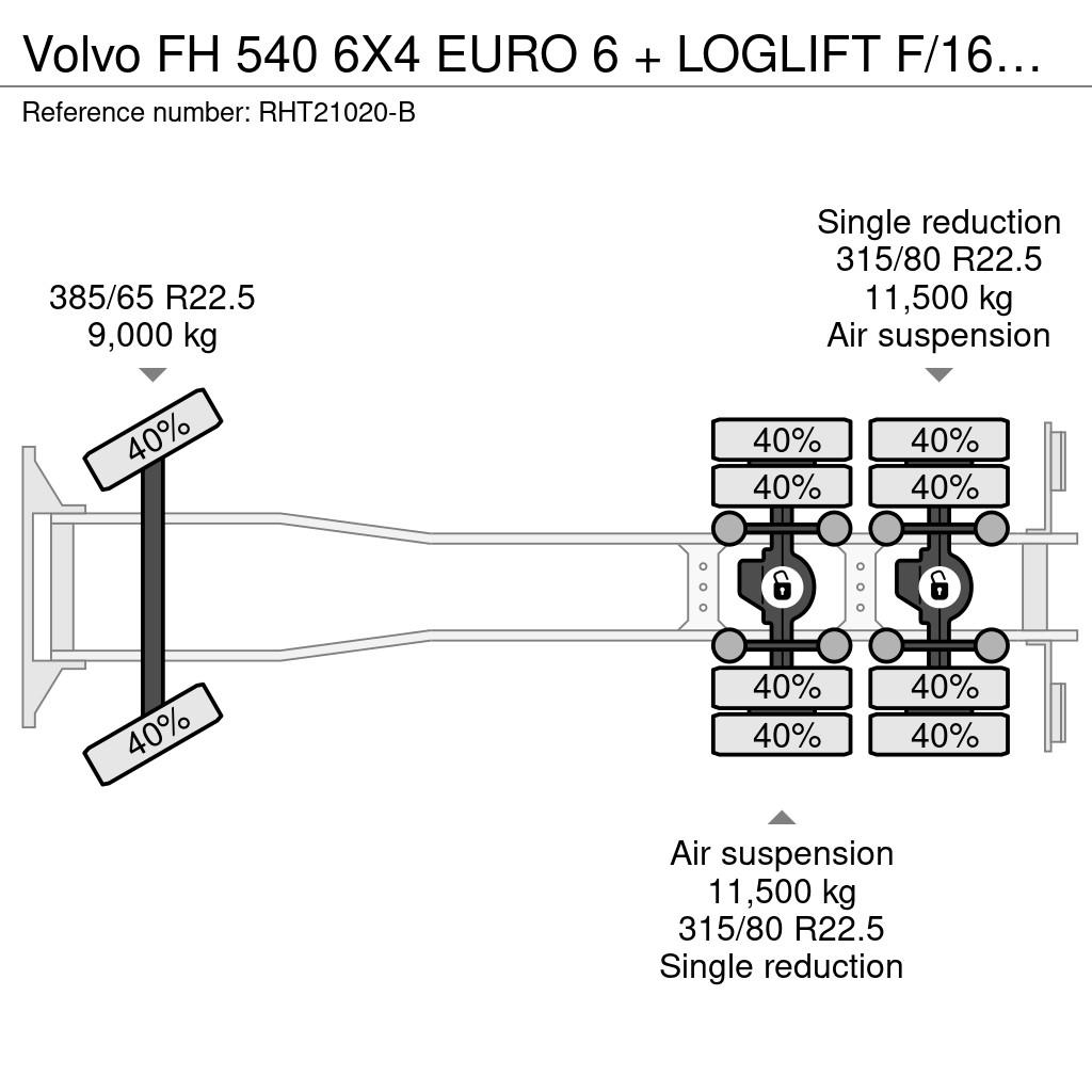 Volvo FH 540 6X4 EURO 6 + LOGLIFT F/165ZT + 2 AXLE HANGE Kranen voor alle terreinen