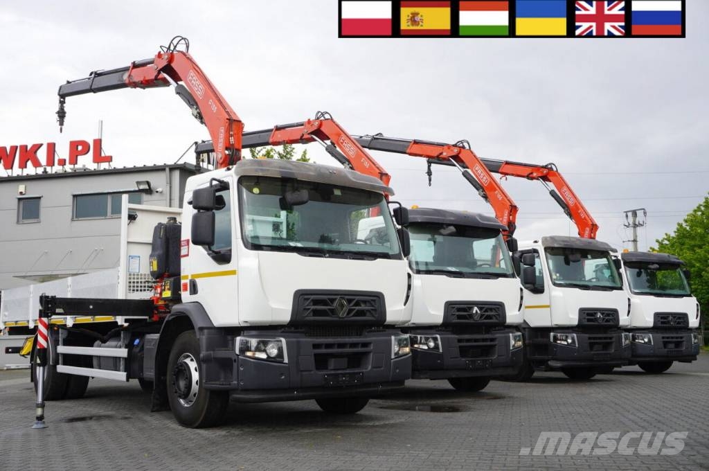 Renault C280 DTI 8 / HDS Fassi F135A.22 / remote control 平板式/側卸式卡車