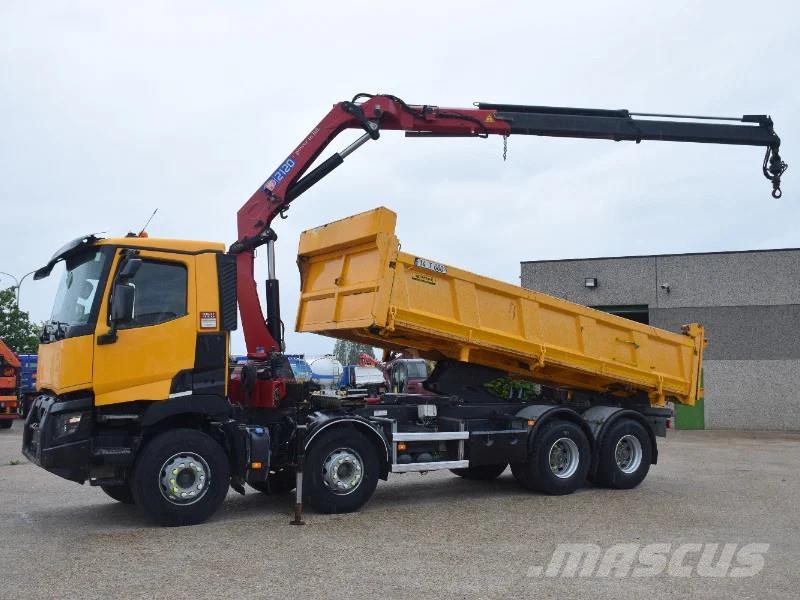 Renault C430 2 side tipper + Crane HMF 2120 - remote contr Bañeras basculantes usadas