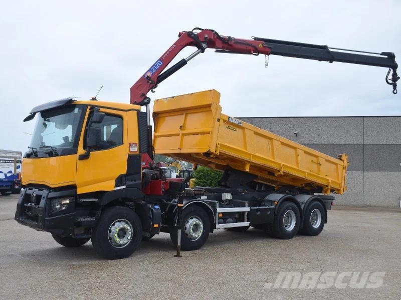 Renault C430 2 side tipper + Crane HMF 2120 - remote contr Bañeras basculantes usadas