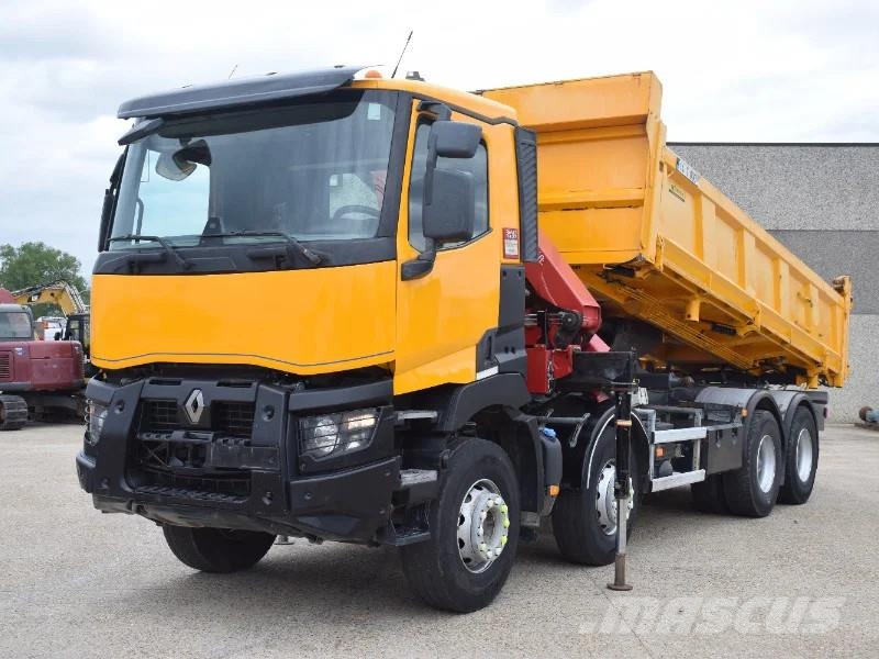Renault C430 2 side tipper + Crane HMF 2120 - remote contr Bañeras basculantes usadas