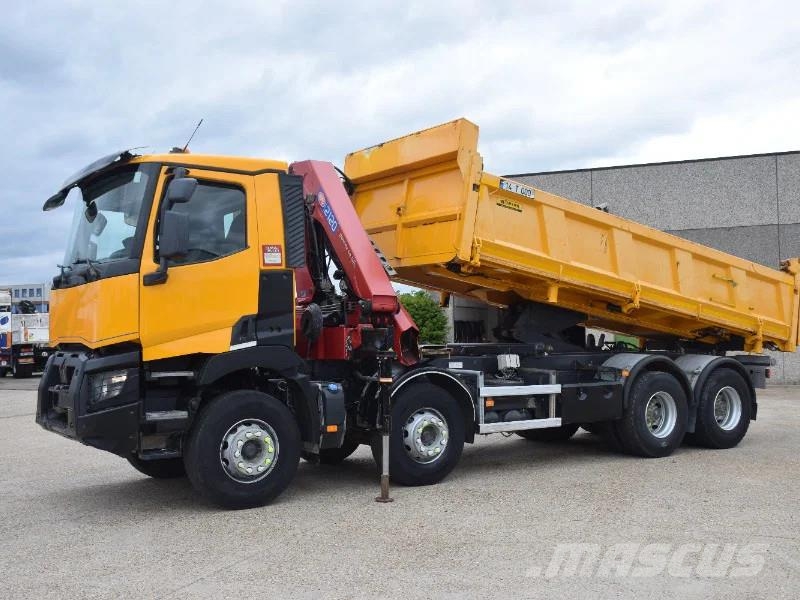 Renault C430 2 side tipper + Crane HMF 2120 - remote contr Bañeras basculantes usadas