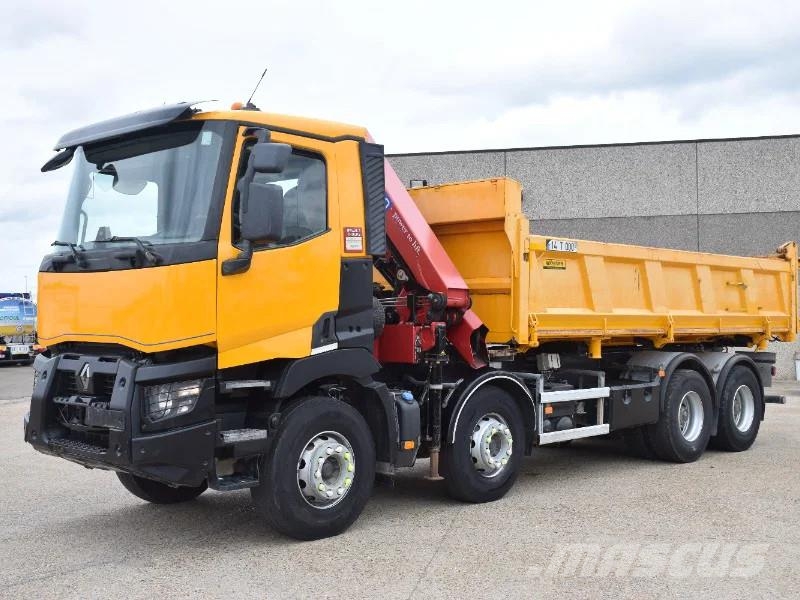 Renault C430 2 side tipper + Crane HMF 2120 - remote contr Bañeras basculantes usadas