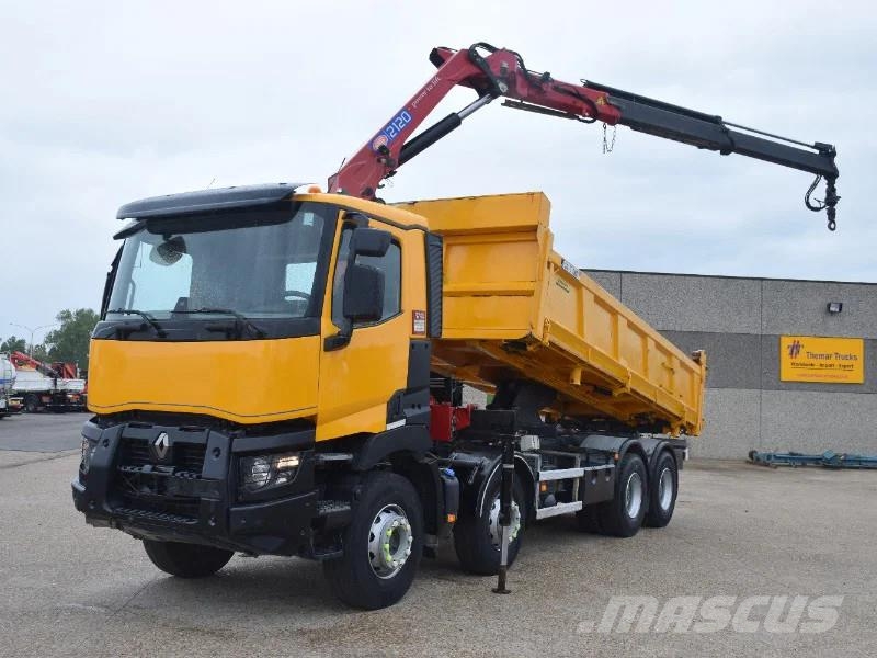 Renault C430 2 side tipper + Crane HMF 2120 - remote contr Bañeras basculantes usadas