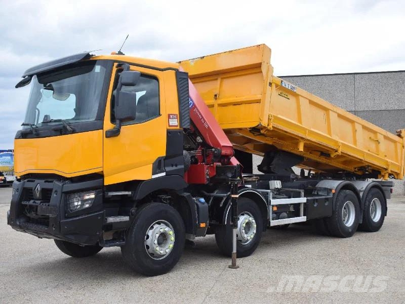 Renault C430 2 side tipper + Crane HMF 2120 - remote contr Bañeras basculantes usadas