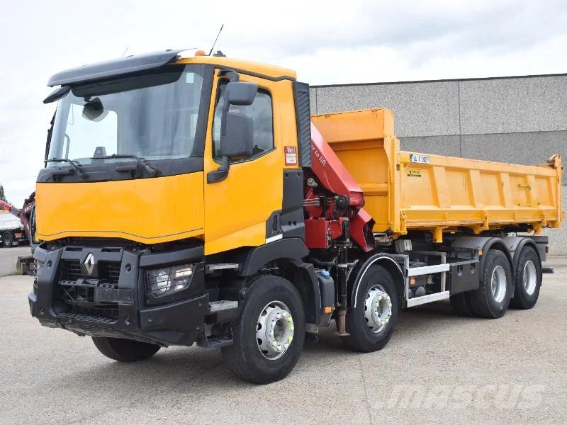 Renault C430 2 side tipper + Crane HMF 2120 - remote contr Bañeras basculantes usadas