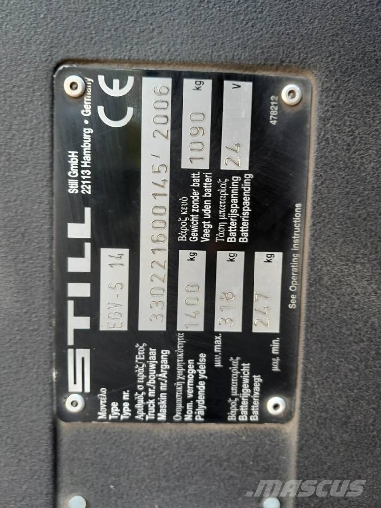Still EGV-S 14 | Stapelaar Nieuwe accu freelift triplex Gyalogkíséretű targonca