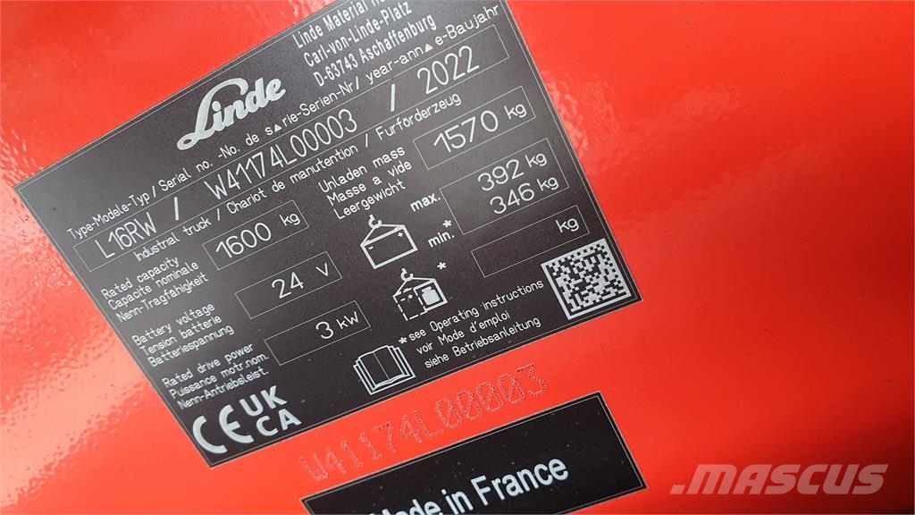 Linde L16RW Samohybné vozíky