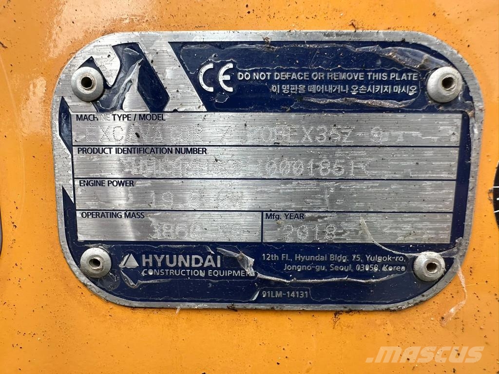 Hyundai Robex 35Z-9 Mini bagri <7t